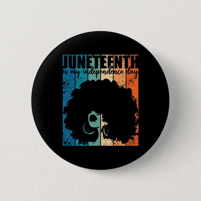 Juneteenth My Independence Day Retro Afro Women Me Button (Vorderseite)