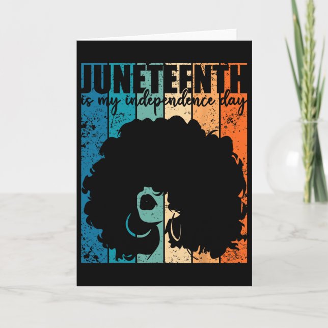Juneteenth My Independence Day Retro Afro Women Me Karte (Vorderseite)