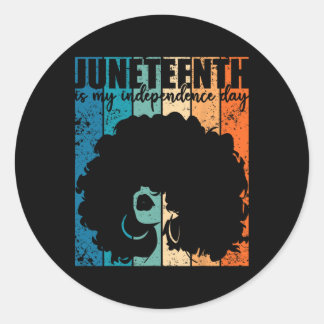 Juneteenth My Independence Day Retro Afro Women Me Runder Aufkleber