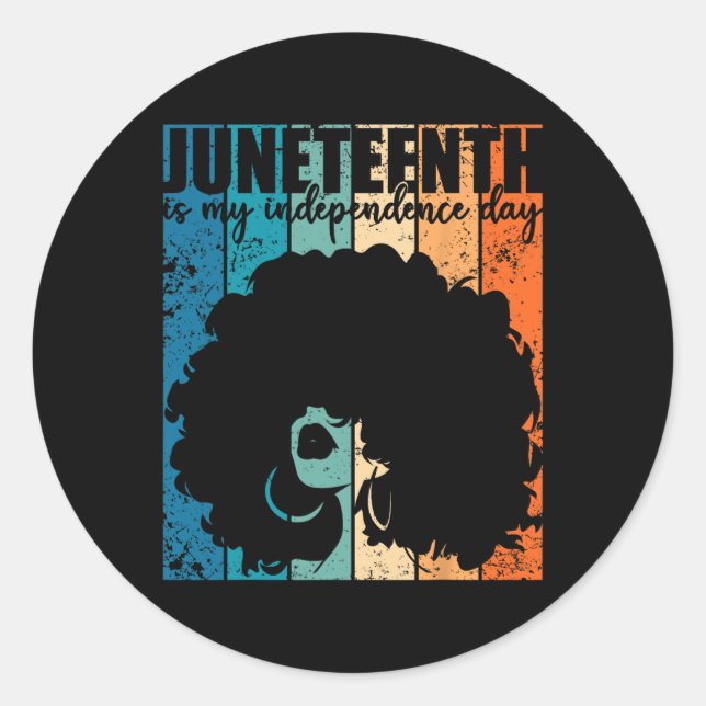 Juneteenth My Independence Day Retro Afro Women Me Runder Aufkleber (Vorderseite)
