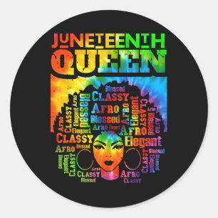 Juneteenth Queen Afro Melanin Black Girl Magic Wom Runder Aufkleber