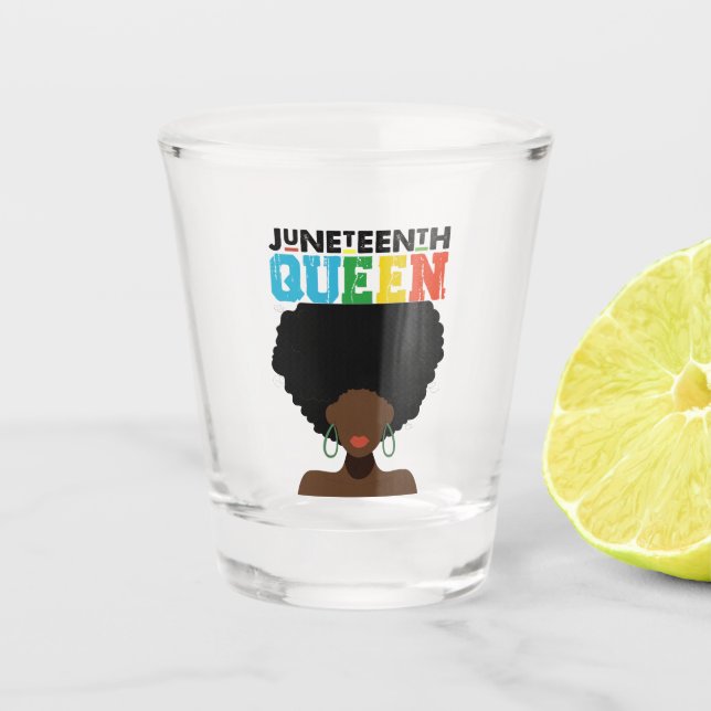 Juneteenth Queen Black Afro Melanin Girl Schnapsglas (Vorderseite)