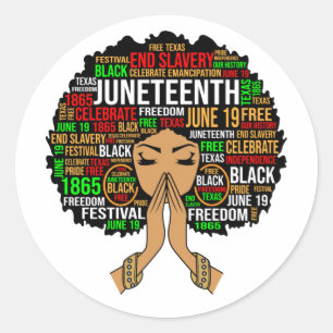 Juneteenth Queen Black Melanin Praying Women Sista Runder Aufkleber