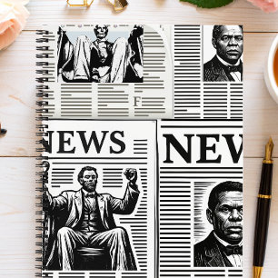 Juneteenth Schwarz-Weiß-Zeitungsdruck Notizbuch