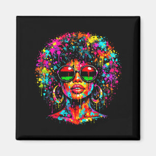 Juneteenth schwarze Frauen Königin tropfender Afro Magnet