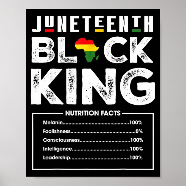 Juneteenth schwarzer König Nährwertangaben Männer  Poster (Vorne)