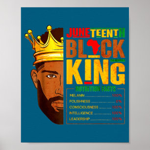 Juneteenth schwarzer König Nährwertangaben Stolz Poster
