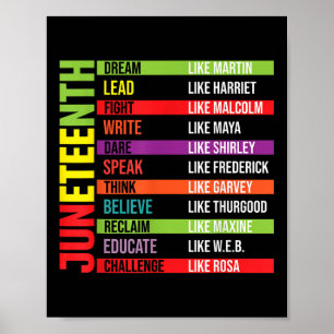 Juneteenth-Shirt Träume wie Führer Schwarze Geschi Poster