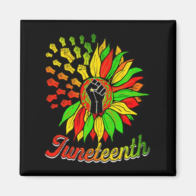Juneteenth Sonnenblume Faust schwarze Geschichte a Magnet (Vorne)