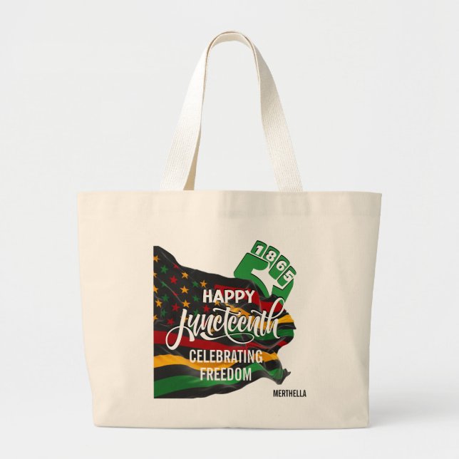 JUNETEENTY African American Flag Jumbo Stoffbeutel (Vorne)