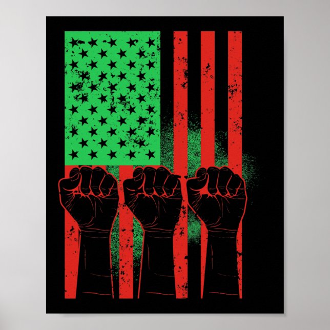 Juneteste Fists Black African American Flag Pride Poster (Vorne)