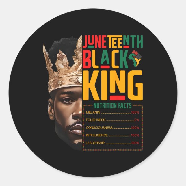 Juneteth Black King Pride African Nutrition Fa Runder Aufkleber (Vorderseite)