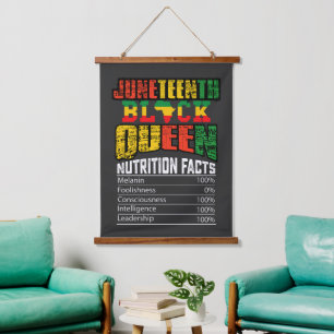 Juneteth Black Queen Nutrition Fakten Wandteppich Mit Holzrahmen