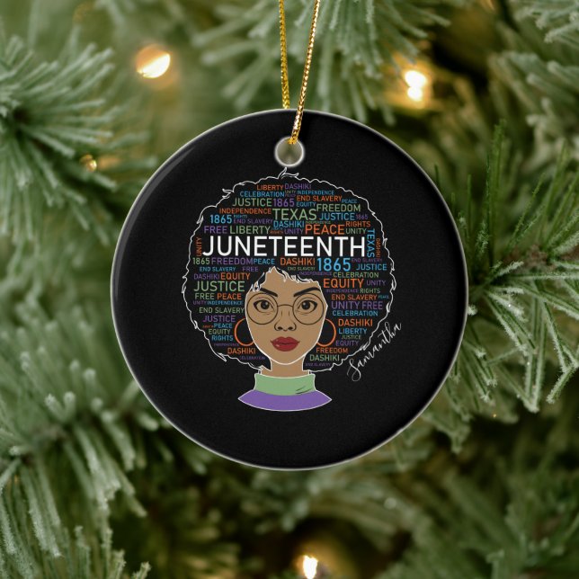 Junetezehnt | Schwarze Frau | Schwarze Rechte Keramik Ornament (Baum)