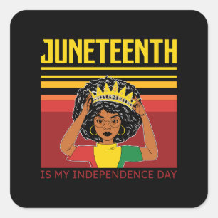 Junetezehnt Unabhängigkeit Afro Woman Quadratischer Aufkleber
