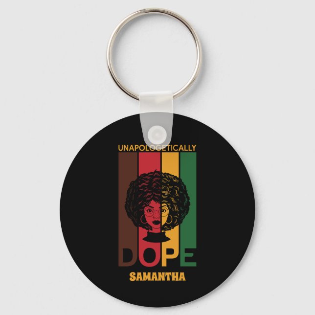 Junetezehnt | Unapologetisch Dope | Afro Woman Schlüsselanhänger (Vorderseite)