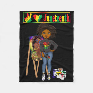 Junetezehnte Black Women Melanin Peace Liebe Junet Fleecedecke