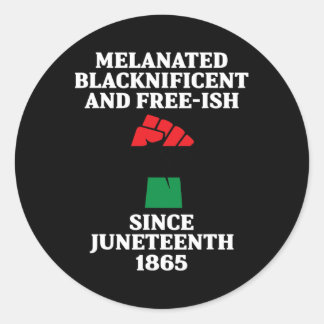 Junetezehnte Melanated Black African American Flag Runder Aufkleber
