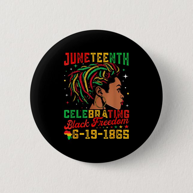 Junetste Flag feiert Juneteen zur Juneteen "Black  Button (Vorderseite)