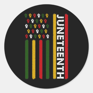Junetzehnte Flagge mit Fäusten Runder Aufkleber