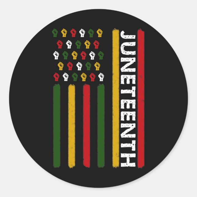 Junetzehnte Flagge mit Fäusten Runder Aufkleber (Vorderseite)
