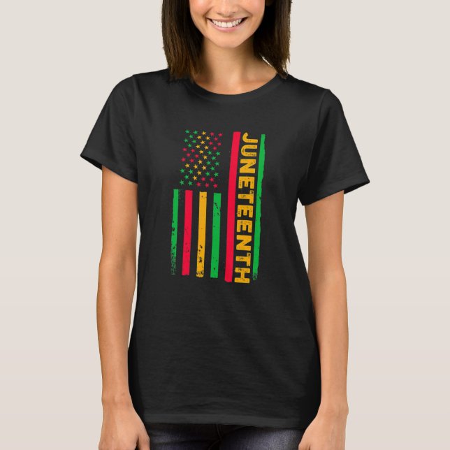 Junetzehnte Women Junetzehnte Black Queen Us Flag T-Shirt (Vorderseite)