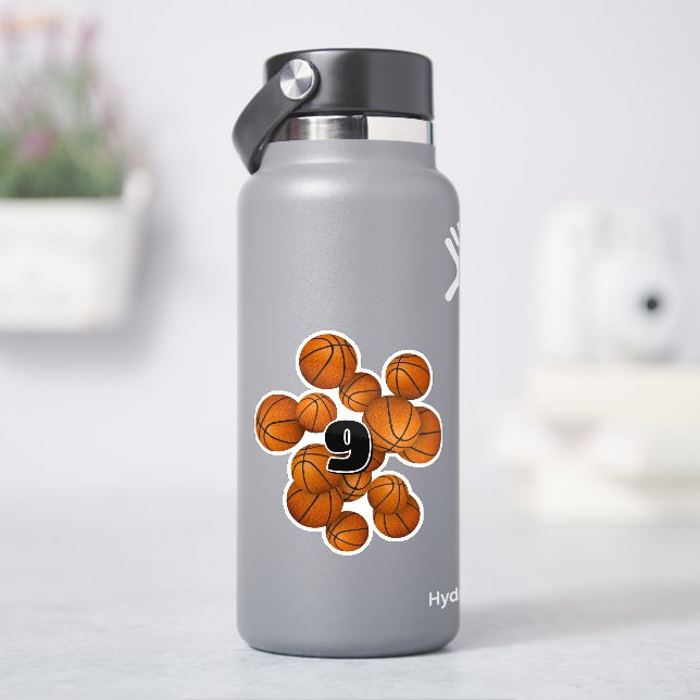 Jung-Jersey-Anzahl Basketballbälle Aufkleber (HydroFlask)
