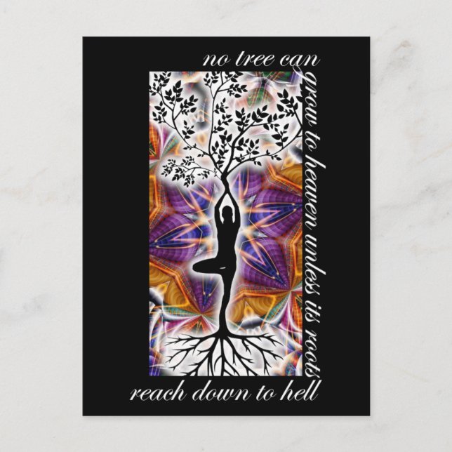 Jung Motivierend Quote Tree Roots Heaven Mandala Postkarte (Vorderseite)
