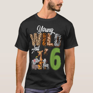 Jung, Wild und 6 Jahre alt 6. Geburtstags-Safari-Z T-Shirt