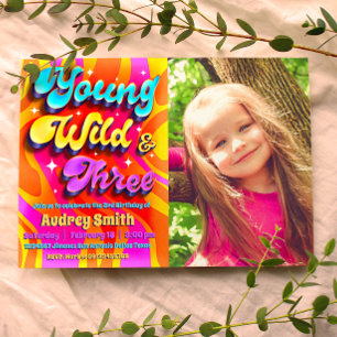 Jung, Wild und Drei mit Bild Einladung