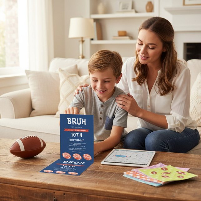 Junge 10th Birthday Invitation, moderne Slang bruh Einladung (Von Creator hochgeladen)