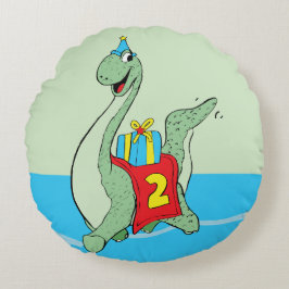 Junge, 2. Geburtstag Dinosaurier Rundes Kissen