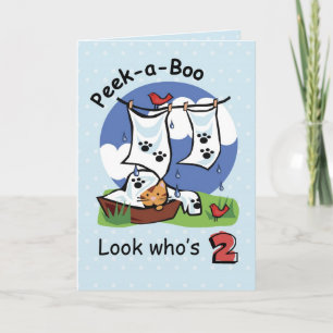 Junge 2. Geburtstag, Flüchtige Blick-a-Boo Kitten Karte