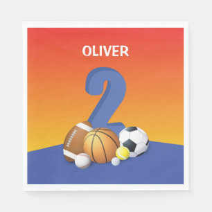 Junge 2. Geburtstag Sportbälle Serviette
