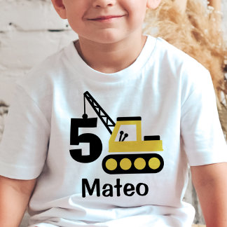 Junge 5. Geburtstag Baukran Personalisiert Baby T-shirt