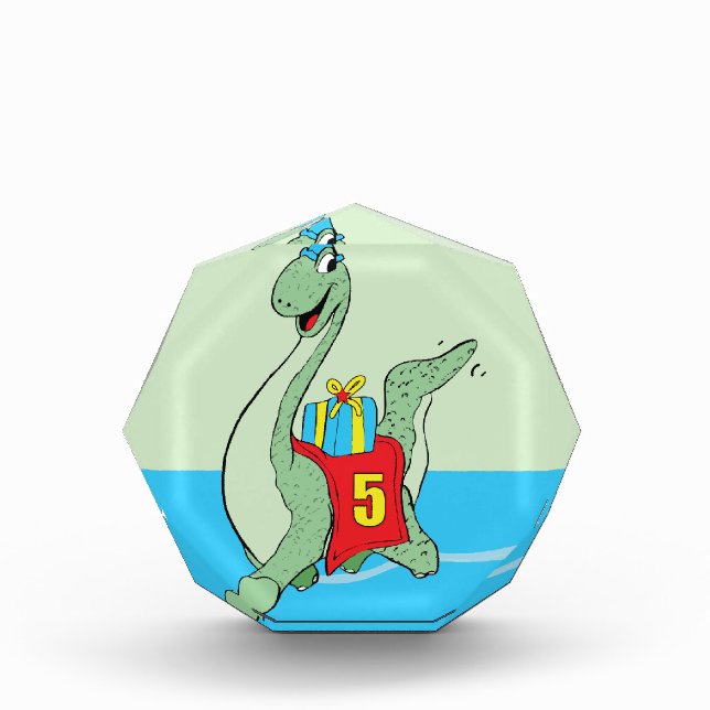 Junge, 5. Geburtstag Dinosaurier Fotoblock (Vorderseite)