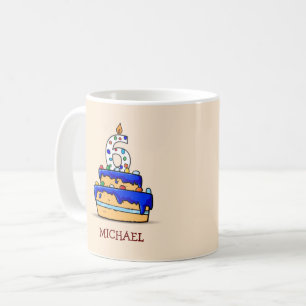 Junge 6. Geburtstag, 6 auf Sweet Blue Cake Kaffeetasse
