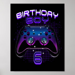 Junge 6 Video Game Controller Gamer 6. Geburtstag  Poster
