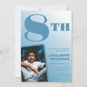 Junge 8. Geburtstag Einladungen Blue Foto