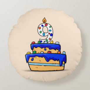 Junge 9. Geburtstag, 9. Geburtstag auf Sweet Blue Rundes Kissen