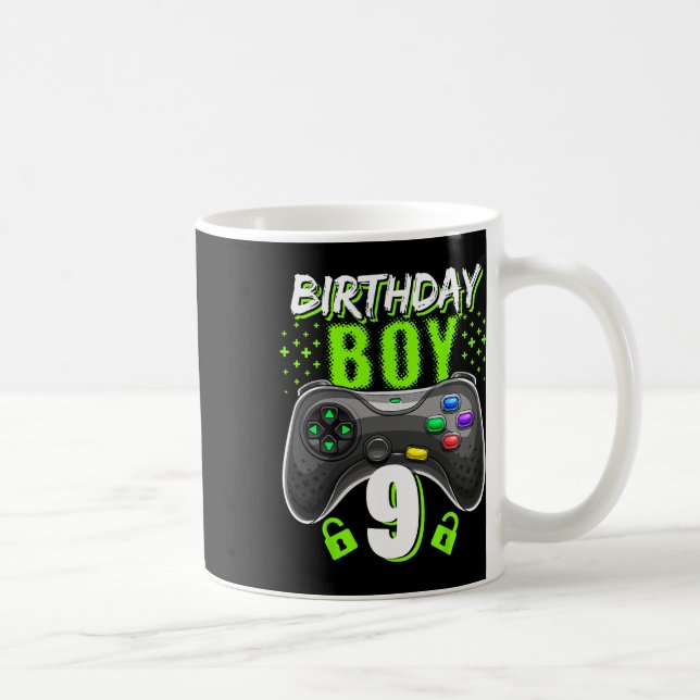 Junge 9 Video Game Controller Gamer 9. Geburtstag  Kaffeetasse (Rechts)