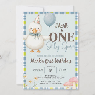 Junge Albern Gans 1. Geburtstag einladen, Gänse. Einladung