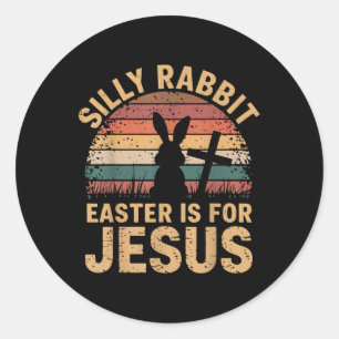 Junge Alberne Kaninchen Ostern ist Jesus Funny Chr Runder Aufkleber