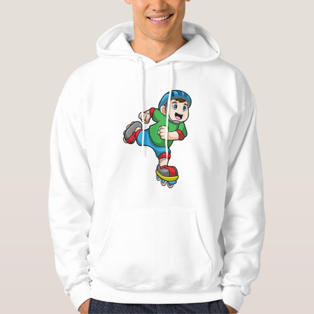 Junge als Skater mit Skaten & Helmet Hoodie (Vorderseite)