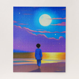 Junge am Strand, Gazan am Mond
