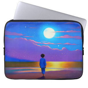 Junge am Strand, Gazan am Mond Laptopschutzhülle