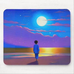 Junge am Strand, Gazan am Mond Mousepad