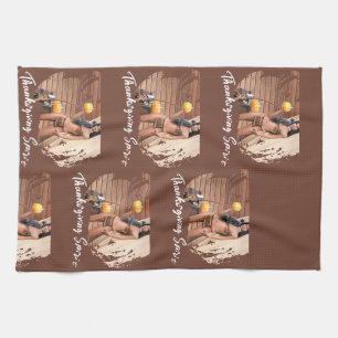 Junge amerikanische Ureinwohner posieren auf der H Geschirrtuch