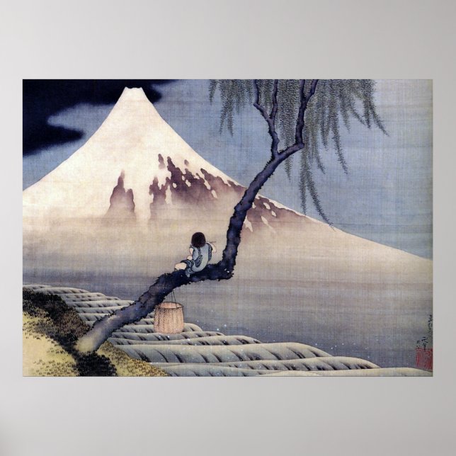 Junge auf dem Fuji, Hokusai Poster (Vorne)