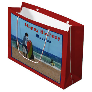 Junge auf dem Strand Große Geschenktasche Geschenktüte